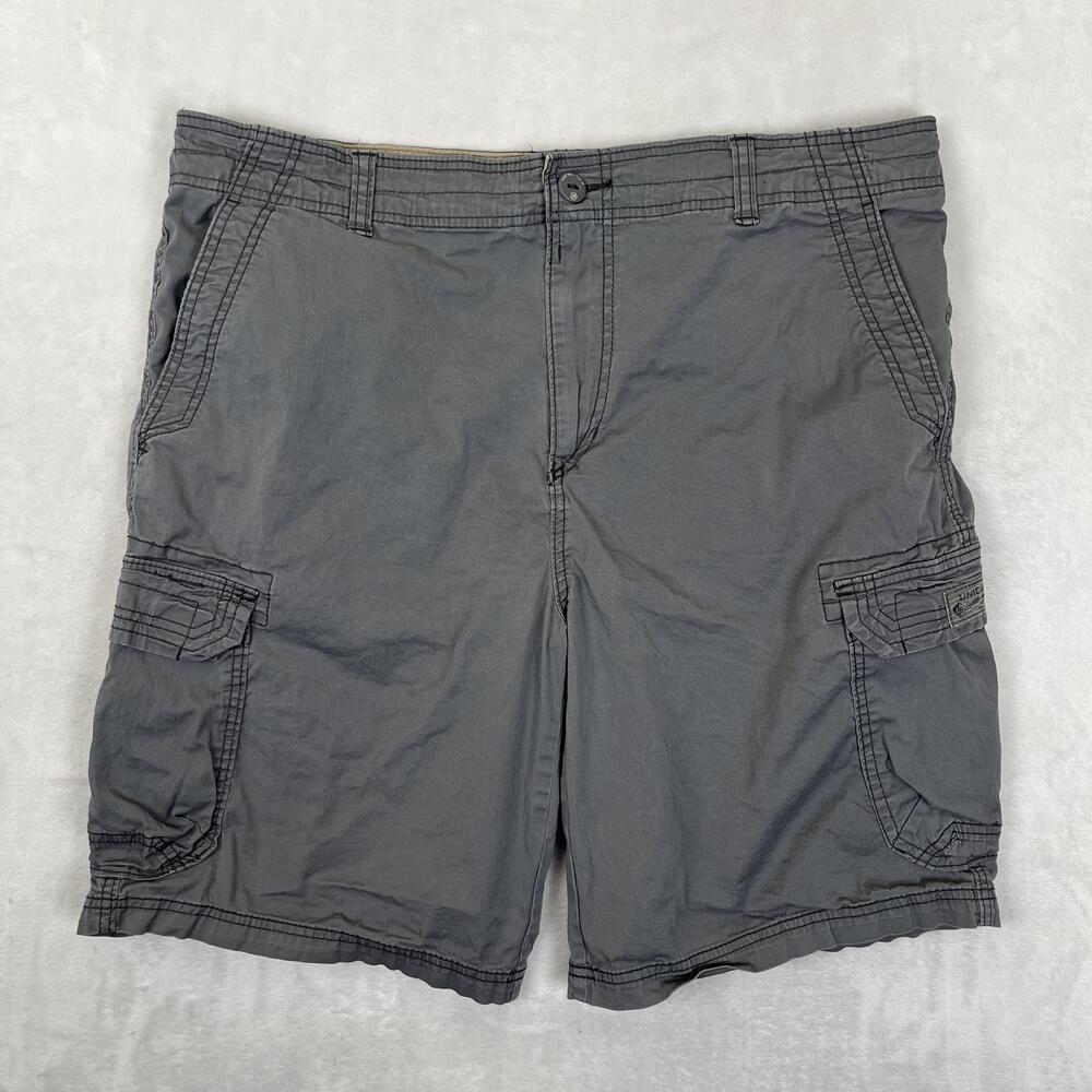 VTG Unionbay Cargo Shorts Mens 40 Gray Canvas Relaxed Fit 10 Inseam Utility Y2K